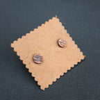 Lined Copper Circle Stud Earrings — 925 Sterling Silver Posts