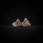 Hammered Copper Triangle Stud Earrings — 925 Sterling Silver Posts