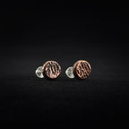 Raw-Textured Copper Circle Stud Earrings — 925 Sterling Silver Posts