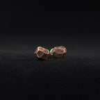 Faceted Copper Stud Earrings — 925 Sterling Silver Posts