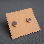 Raw-Textured Copper Circle Stud Earrings — 925 Sterling Silver Posts