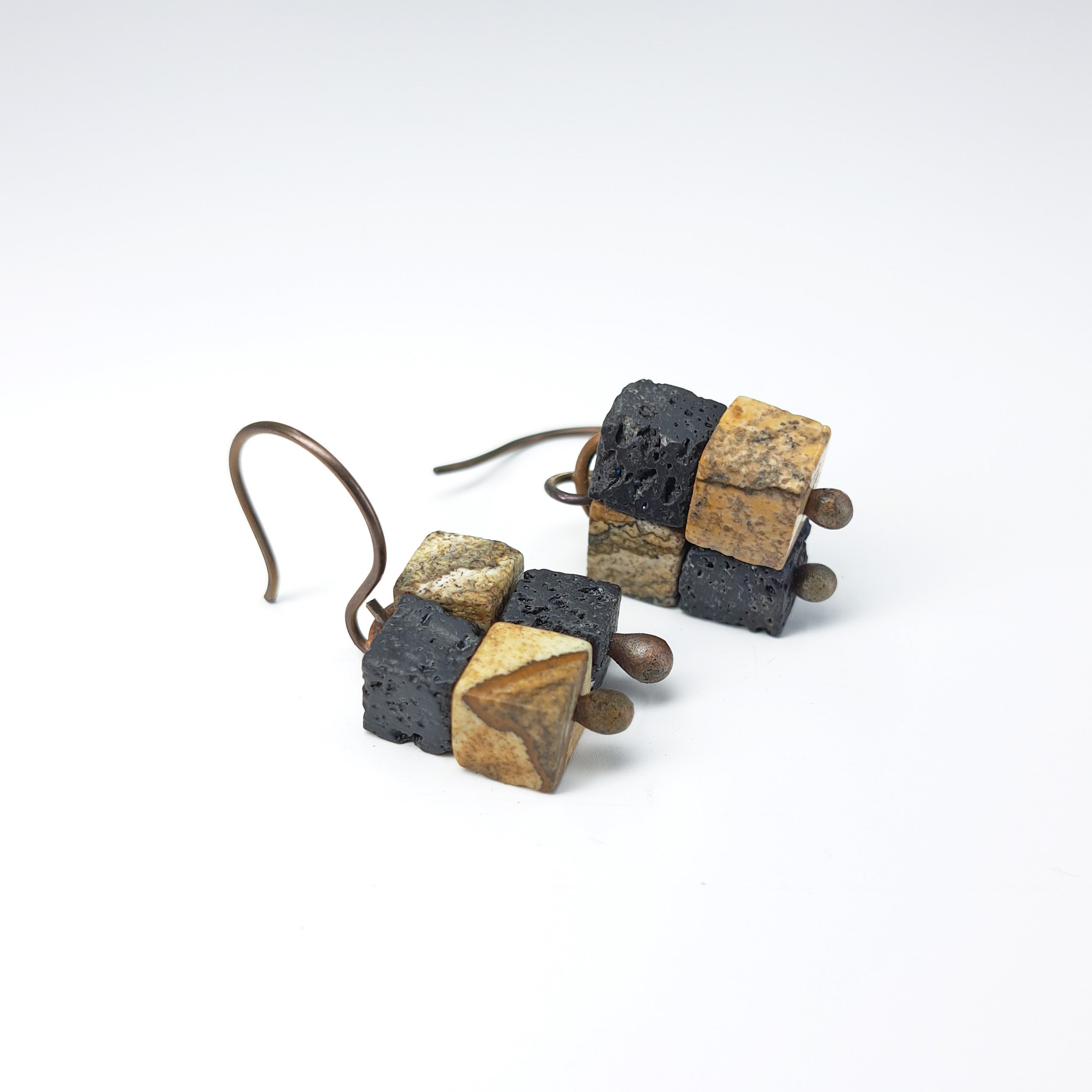 Terra Mosaic earrings — overhead flat lay, white background