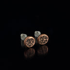 Hammered Copper Circle Stud Earrings — 925 Sterling Silver Posts