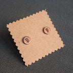 Fir-Stamped Copper Circle Stud Earrings — 925 Sterling Silver Posts
