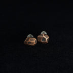Faceted Copper Stud Earrings — 925 Sterling Silver Posts