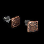 Fossil Copper Square Stud Earrings — 925 Sterling Silver Posts