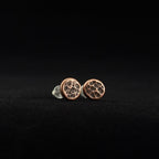 Hammered Copper Circle Stud Earrings — 925 Sterling Silver Posts