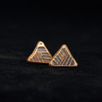 Woven Copper Triangle Stud Earrings — 925 Sterling Silver Posts