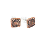 Fossil Copper Square Stud Earrings — 925 Sterling Silver Posts