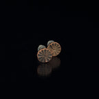 Citrus Cut Copper Circle Stud Earrings — 925 Sterling Silver Posts