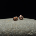 Faceted Copper Stud Earrings — 925 Sterling Silver Posts