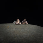 Hammered Copper Triangle Stud Earrings — 925 Sterling Silver Posts
