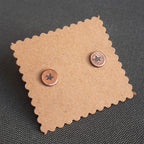 Star-Stamped Copper Circle Stud Earrings — 925 Sterling Silver Posts