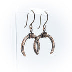 Lunar Horns: Textured Copper Crescent Moon Dangles