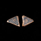 Woven Copper Triangle Stud Earrings — 925 Sterling Silver Posts