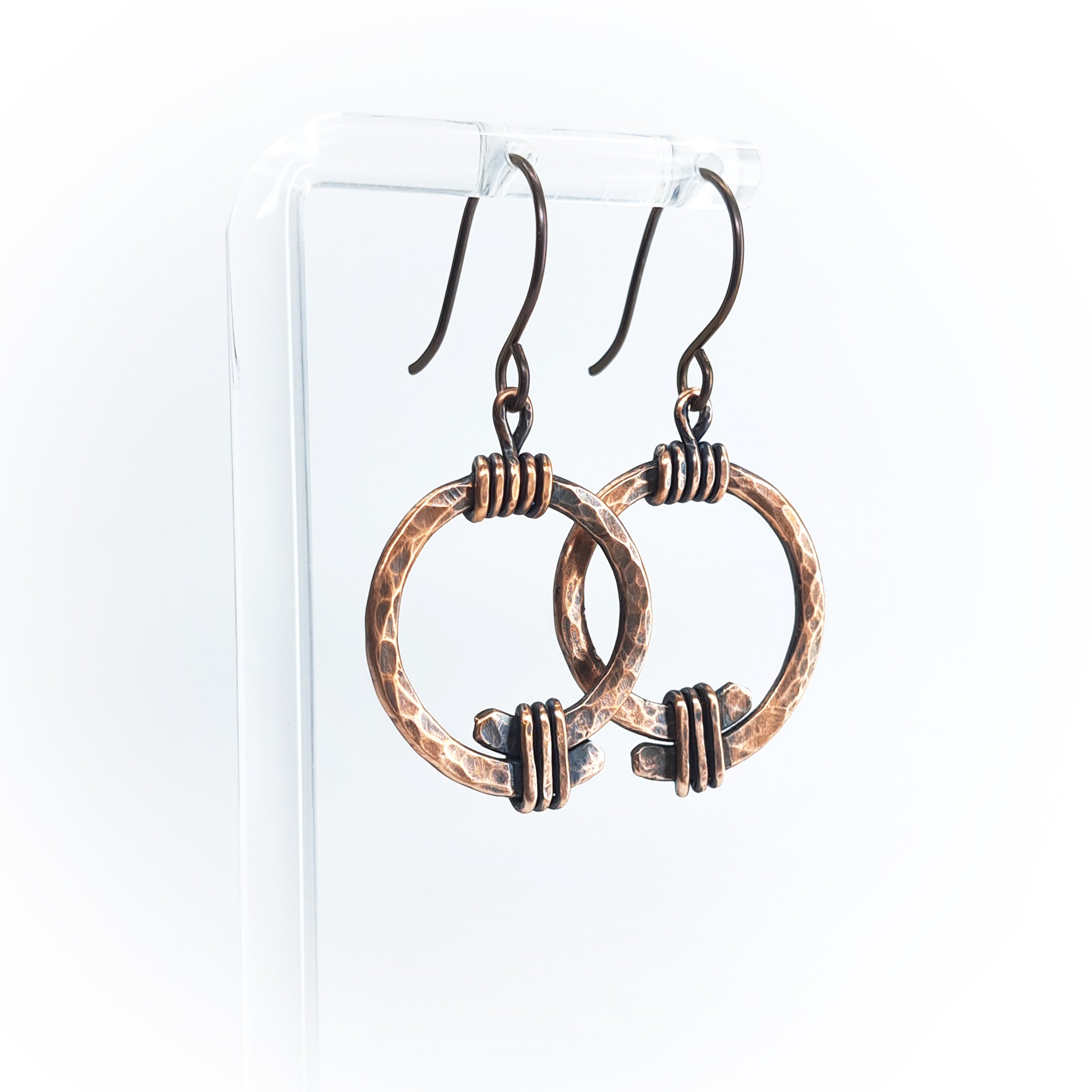 Torque: Hammered Copper Open Ring Dangles