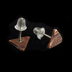 Woven Copper Triangle Stud Earrings — 925 Sterling Silver Posts