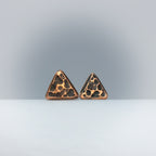 Hammered Copper Triangle Stud Earrings — 925 Sterling Silver Posts