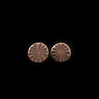 Citrus Cut Copper Circle Stud Earrings — 925 Sterling Silver Posts