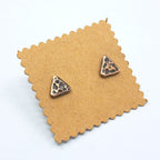 Hammered Copper Triangle Stud Earrings — 925 Sterling Silver Posts