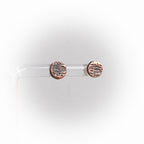 Raw-Textured Copper Circle Stud Earrings — 925 Sterling Silver Posts