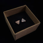 Hammered Copper Triangle Stud Earrings — 925 Sterling Silver Posts