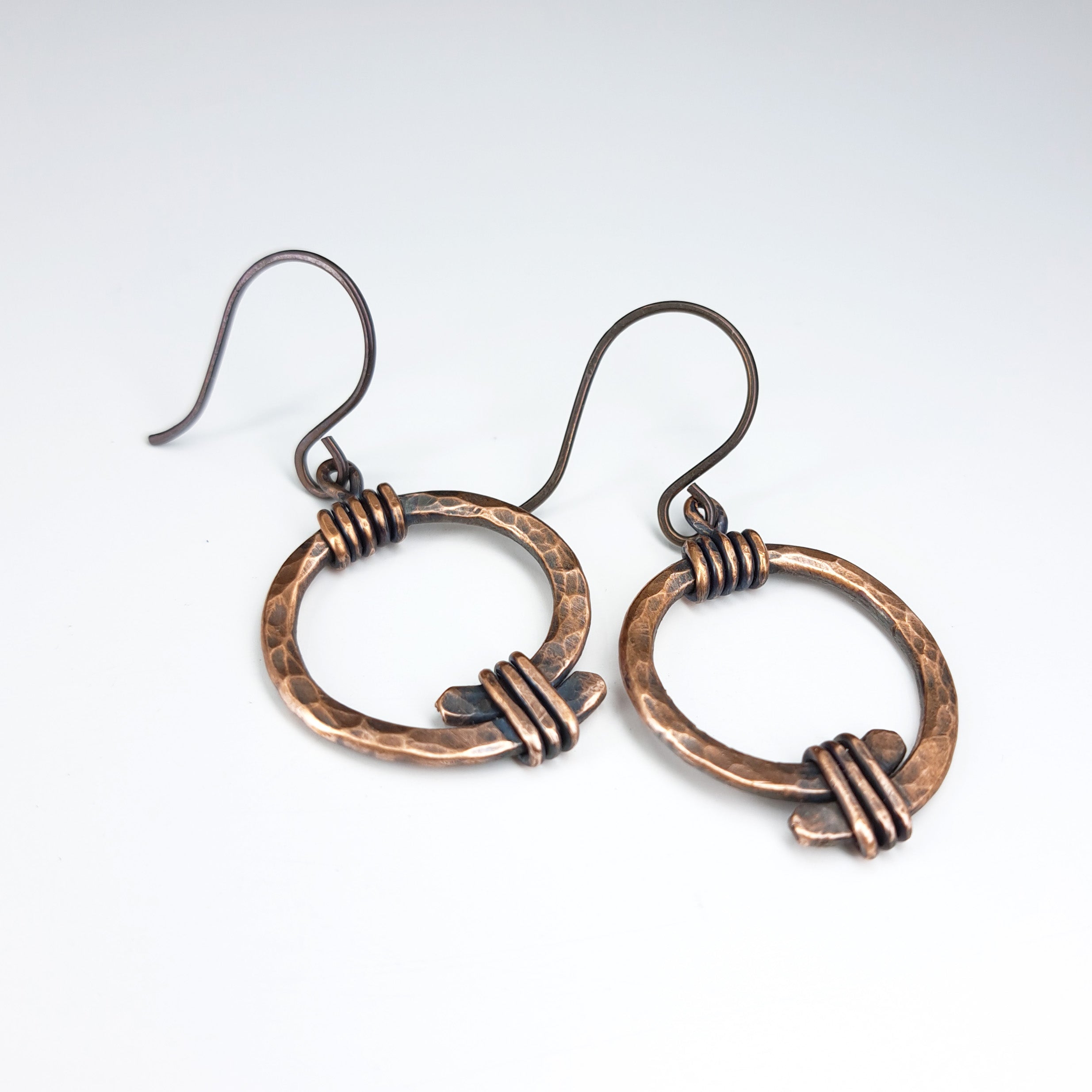 Torque: Hammered Copper Open Ring Dangles