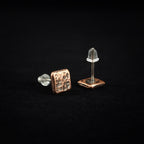 Hammered Copper Square Stud Earrings — 925 Sterling Silver Posts