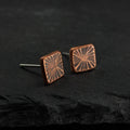 Fossil Copper Square Stud Earrings — 925 Sterling Silver Posts