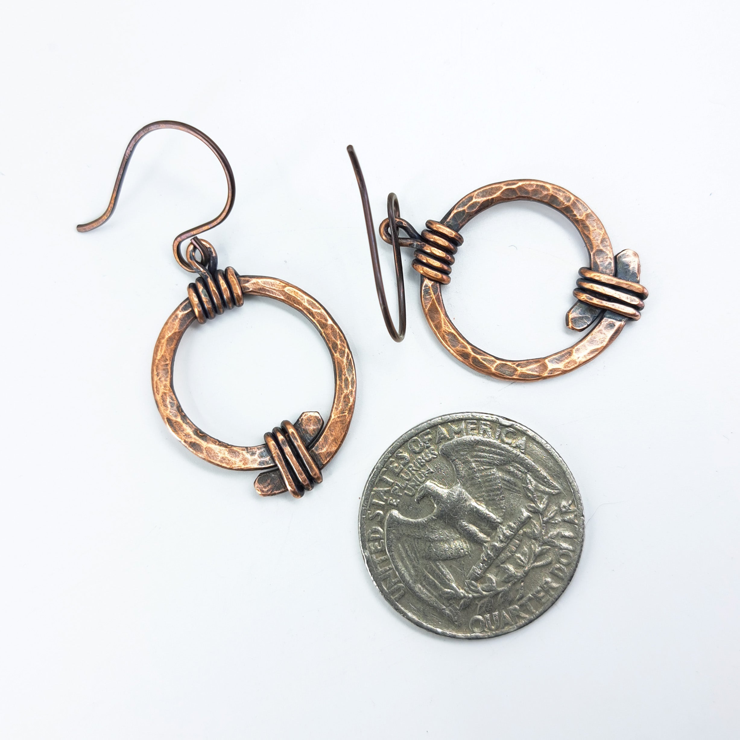 Torque: Hammered Copper Open Ring Dangles
