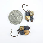 Terra Mosaic earrings with quarter for size reference — white background