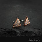 Woven Copper Triangle Stud Earrings — 925 Sterling Silver Posts