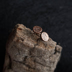 Hammered Copper Circle Stud Earrings — 925 Sterling Silver Posts