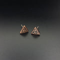 Hammered Copper Triangle Stud Earrings — 925 Sterling Silver Posts