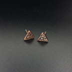 Hammered Copper Triangle Stud Earrings — 925 Sterling Silver Posts