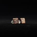 Hammered Copper Square Stud Earrings — 925 Sterling Silver Posts