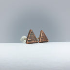 Woven Copper Triangle Stud Earrings — 925 Sterling Silver Posts