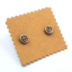 Hammered Copper Circle Stud Earrings — 925 Sterling Silver Posts
