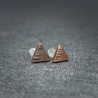 Woven Copper Triangle Stud Earrings — 925 Sterling Silver Posts