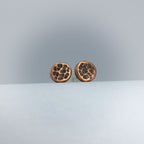 Hammered Copper Circle Stud Earrings — 925 Sterling Silver Posts