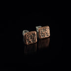 Hammered Copper Square Stud Earrings — 925 Sterling Silver Posts