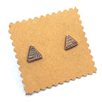 Woven Copper Triangle Stud Earrings — 925 Sterling Silver Posts