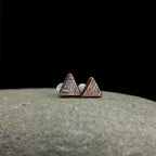 Woven Copper Triangle Stud Earrings — 925 Sterling Silver Posts