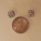 Hammered Copper Square Stud Earrings — 925 Sterling Silver Posts