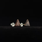 Woven Copper Triangle Stud Earrings — 925 Sterling Silver Posts