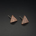 Woven Copper Triangle Stud Earrings — 925 Sterling Silver Posts