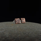 Hammered Copper Square Stud Earrings — 925 Sterling Silver Posts