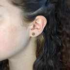Citrus Cut Copper Circle Stud Earrings — 925 Sterling Silver Posts
