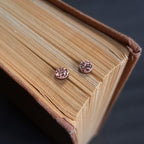 Hammered Copper Circle Stud Earrings — 925 Sterling Silver Posts