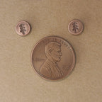 Fir-Stamped Copper Circle Stud Earrings — 925 Sterling Silver Posts